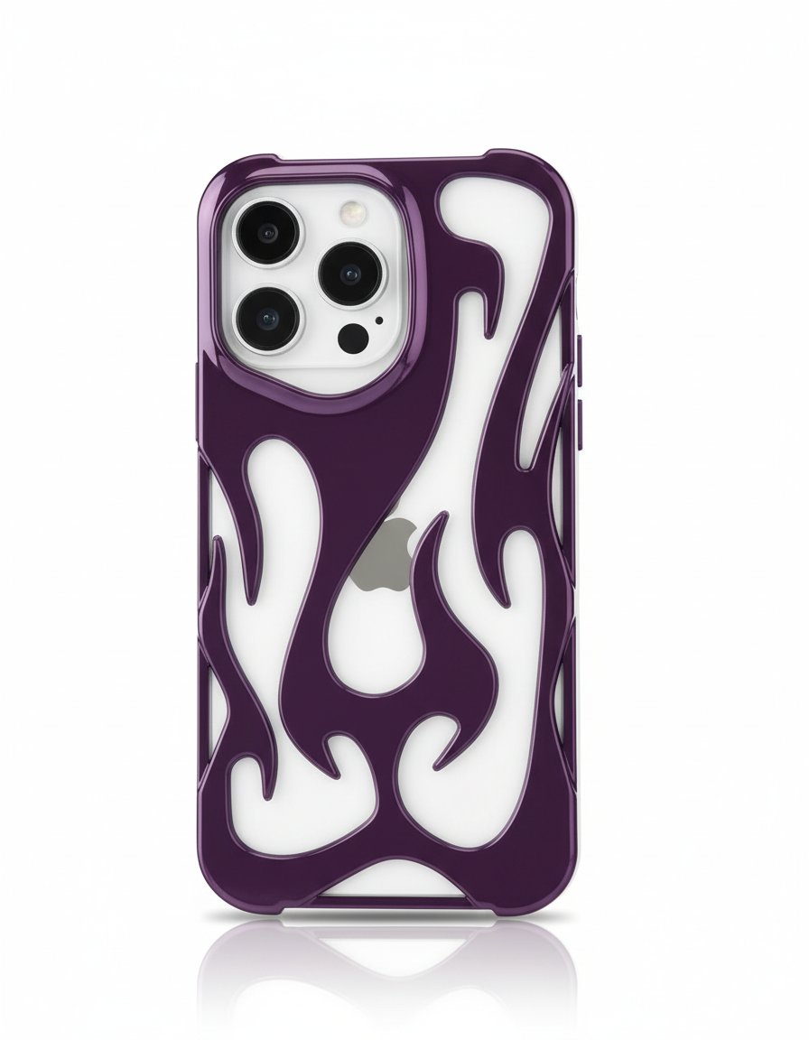 3D Flame Pattern Hollow Slim Phone Case
