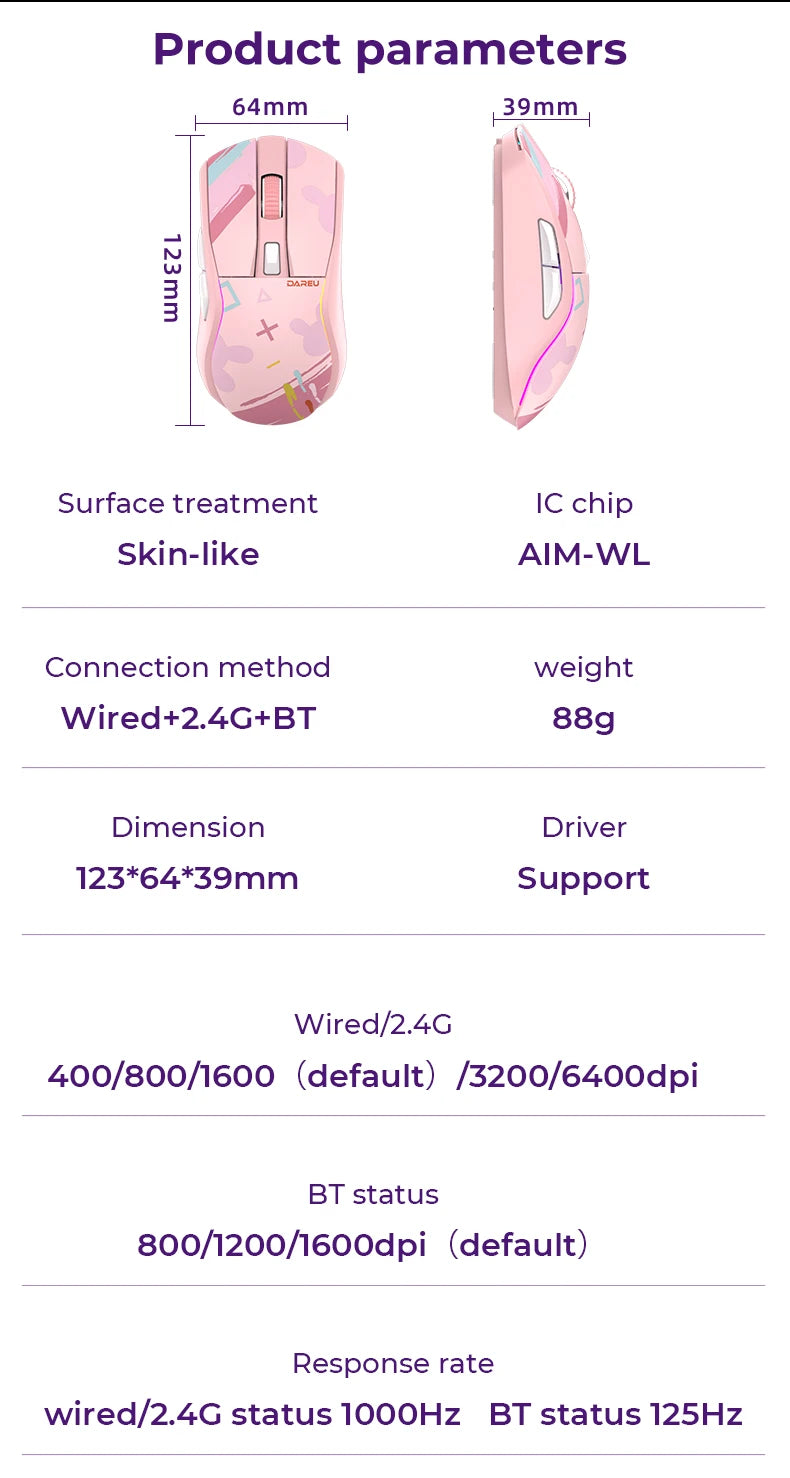 Tri-Mode RGB Gaming Mouse with Charging Base