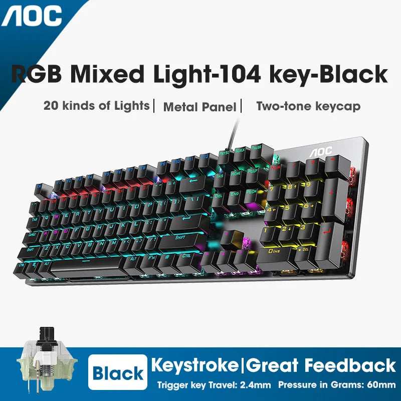 104 Keys RGB Metal Mechanical Gaming Keyboard