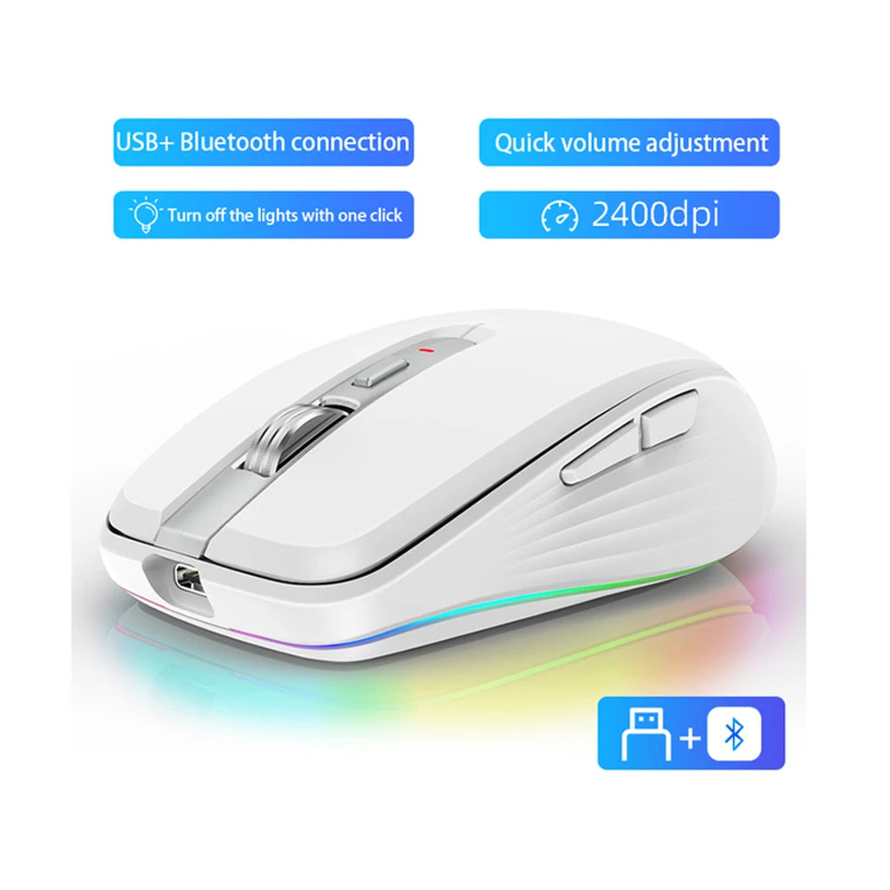 Dual Mode RGB Wireless Bluetooth Rechargeable Mouse