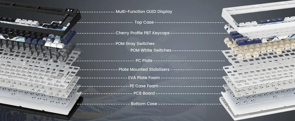 Wired OLED RGB Hot-Swappable Gaming Keyboard
