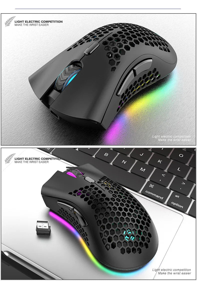 BM600 RGB Rechargeable Honeycomb Gaming Mouse
