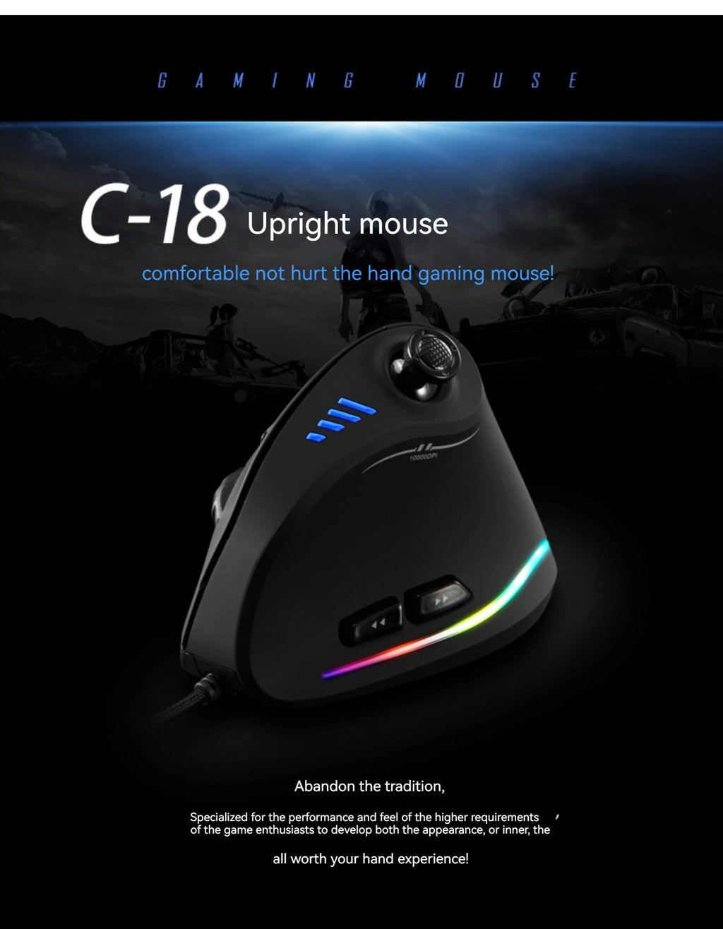 C-18 RGB Vertical Gaming Mouse 11-Button USB
