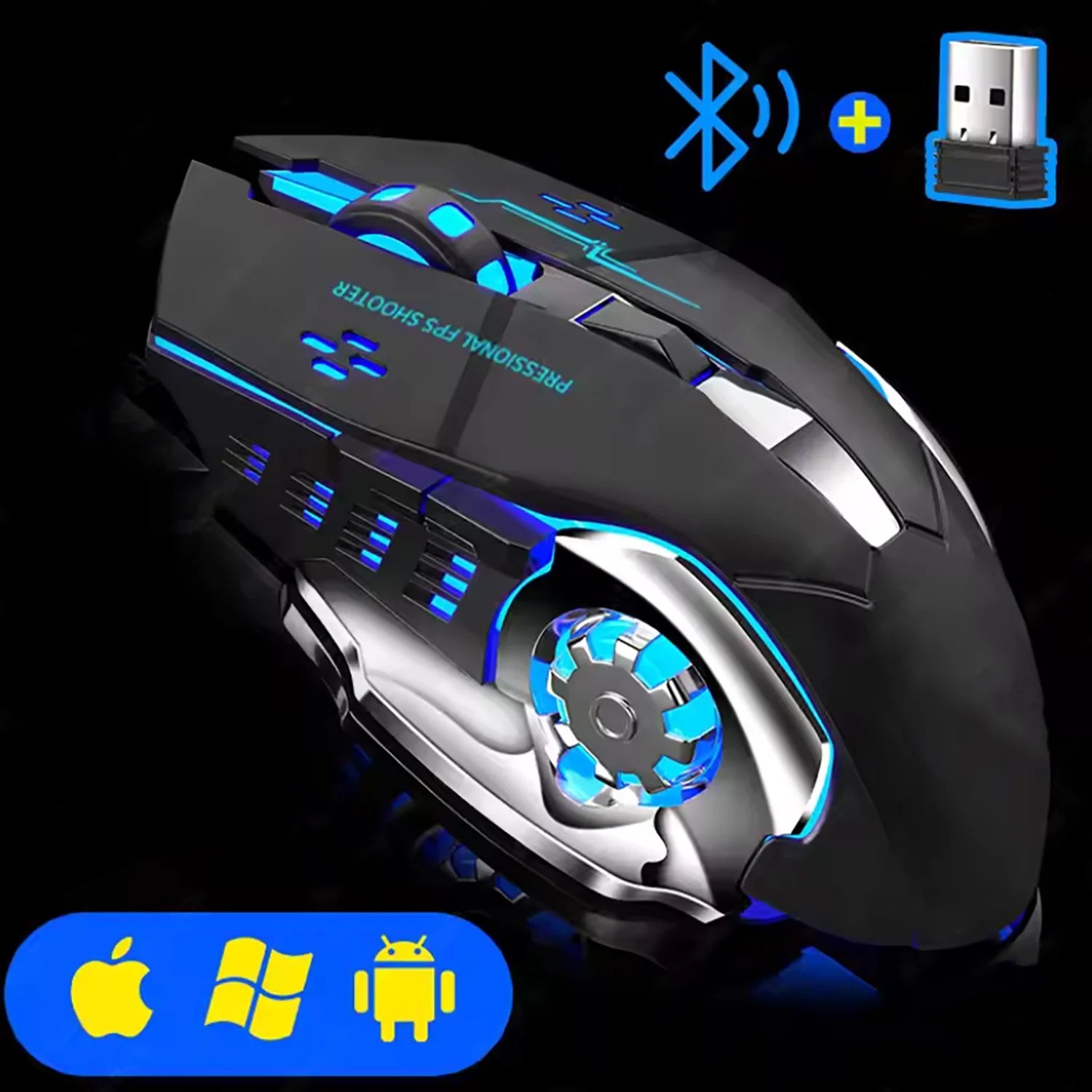 2.4G USB Bluetooth Rechargeable Wireless Mouse