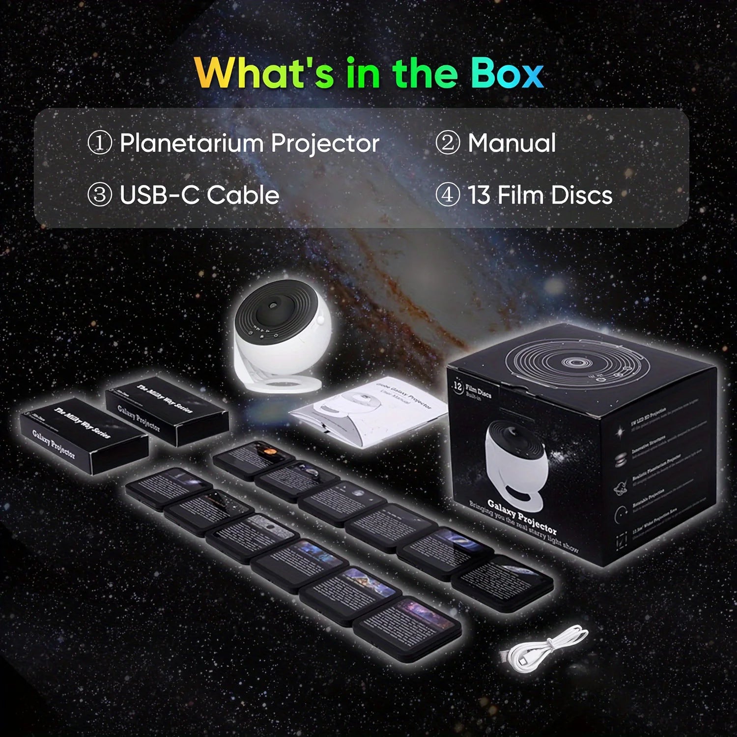 360° Rotating Galaxy Star Projector