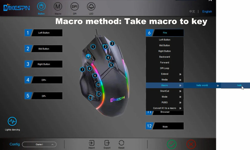 12800DPI RGB Macro Gaming Mouse with 12 Keys