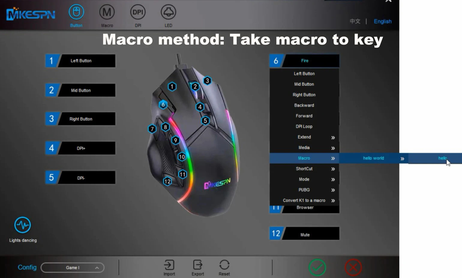 12800DPI RGB Macro Gaming Mouse with 12 Keys