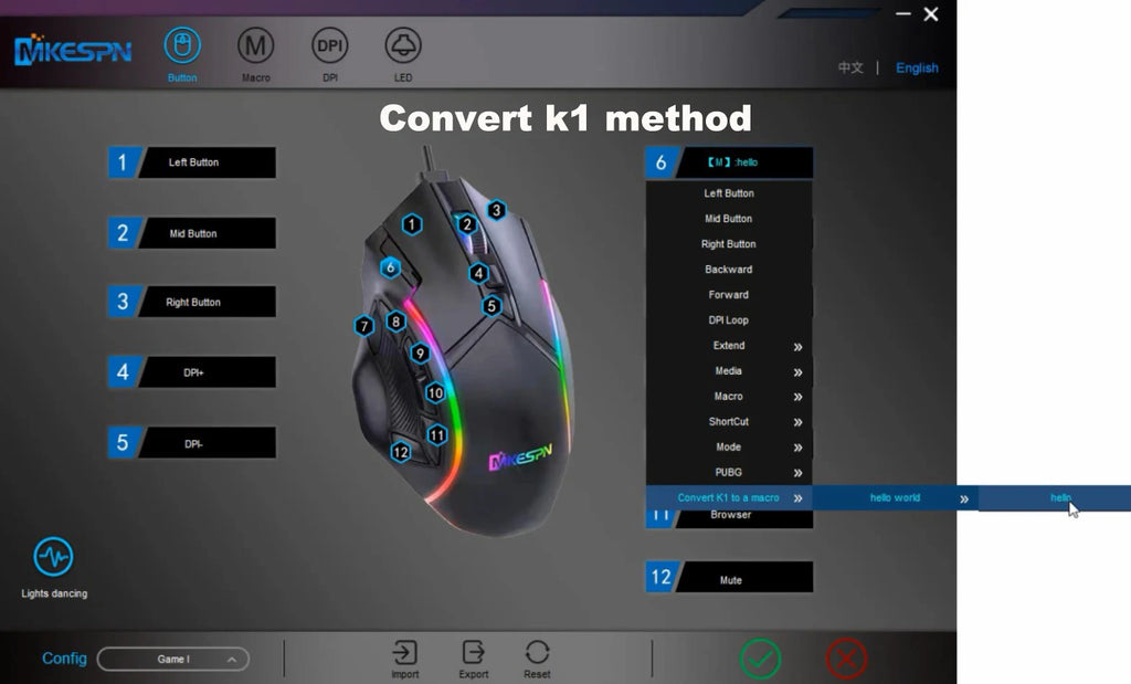 12800DPI RGB Macro Gaming Mouse with 12 Keys