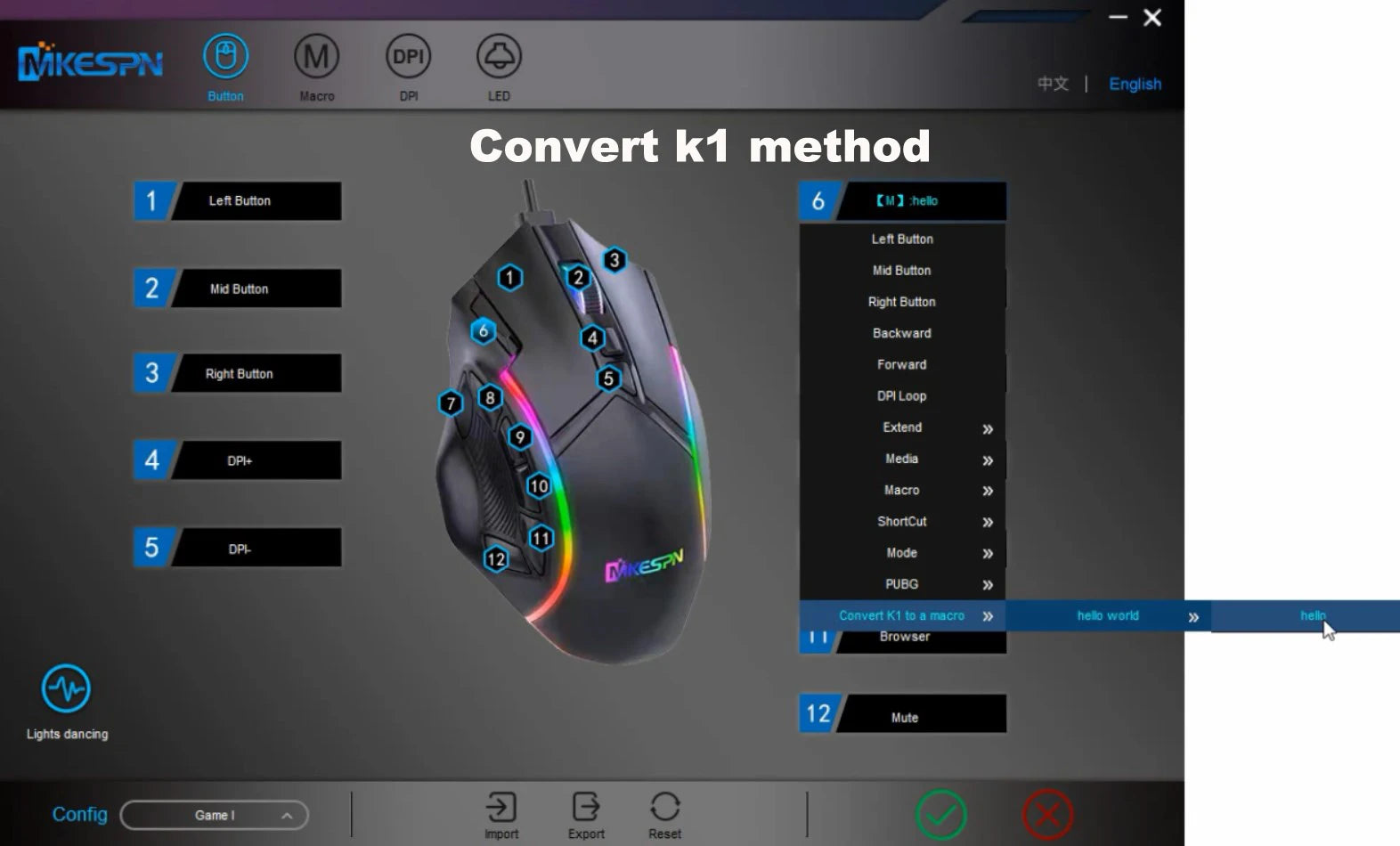 12800DPI RGB Macro Gaming Mouse with 12 Keys