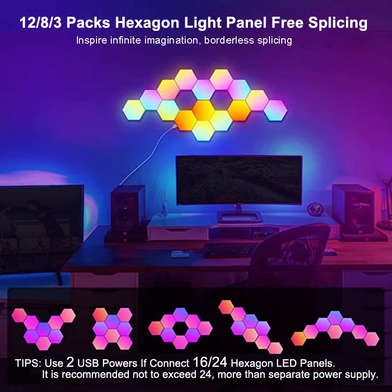 RGB LED Hexagon Light Bluetooth Indoor Wall Light