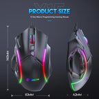 12800DPI RGB Macro Gaming Mouse with 12 Keys