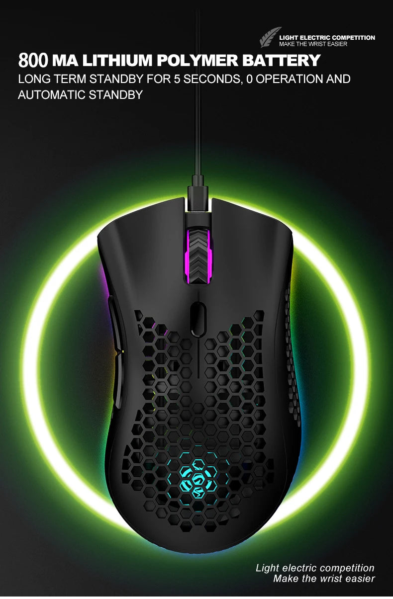 BM600 RGB Rechargeable Honeycomb Gaming Mouse