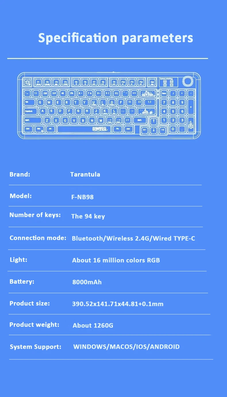 3-Mode RGB Mechanical Gaming Keyboard with Knob
