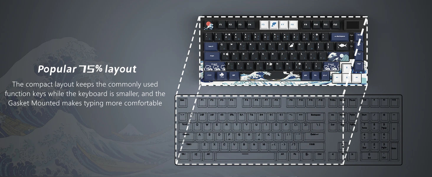 Wired OLED RGB Hot-Swappable Gaming Keyboard