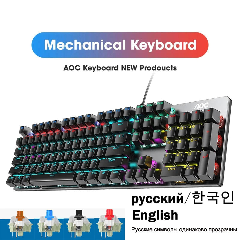104 Keys RGB Metal Mechanical Gaming Keyboard