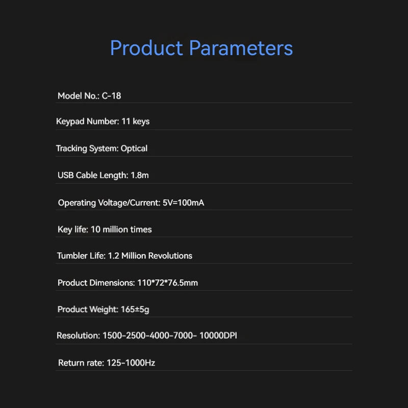 C-18 RGB Vertical Gaming Mouse 11-Button USB