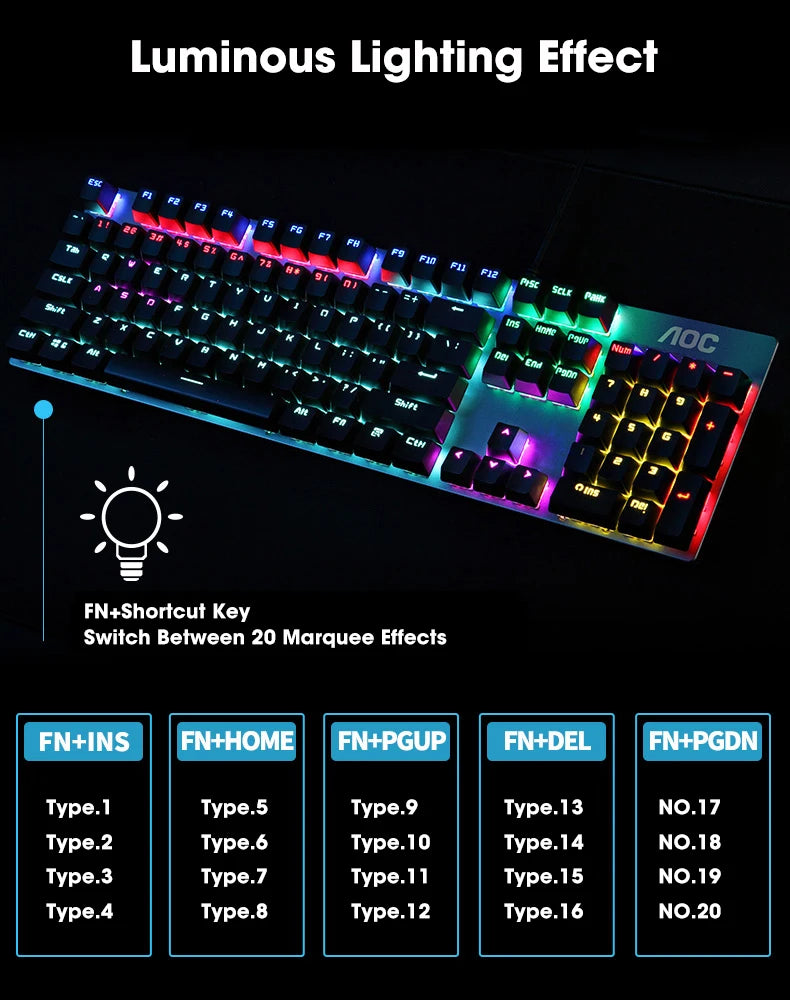 104 Keys RGB Metal Mechanical Gaming Keyboard