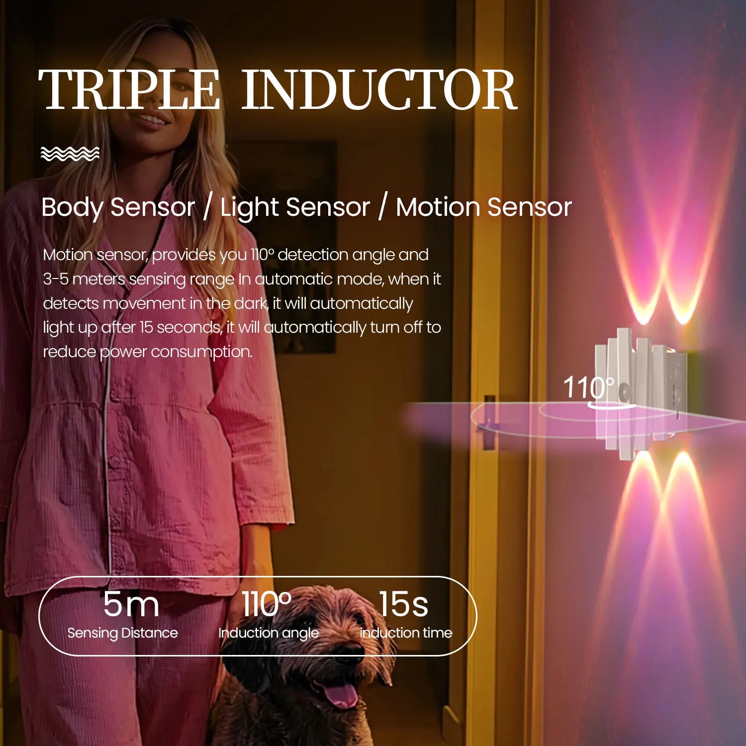 RGB Gradient Motion Sensor Wall Lamp