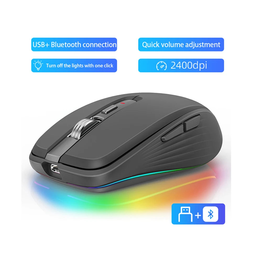 Dual Mode RGB Wireless Bluetooth Rechargeable Mouse