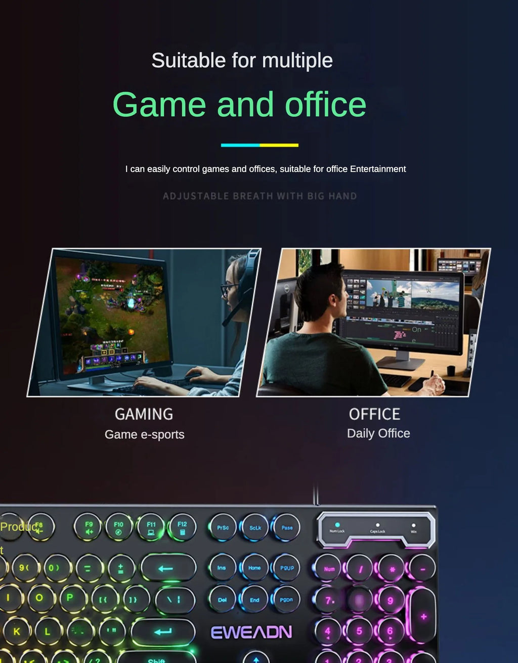 Full Size RGB Waterproof Gaming Keyboard