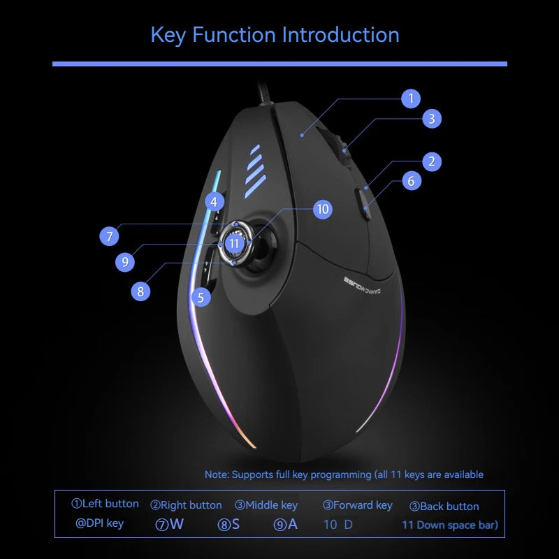 C-18 RGB Vertical Gaming Mouse 11-Button USB