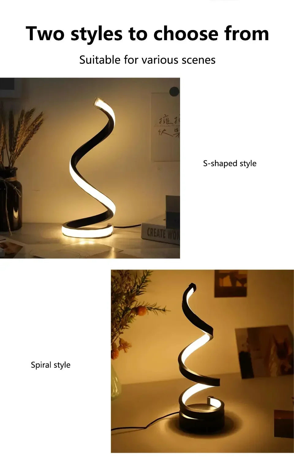 Spiral LED Dimmable Table Lamp