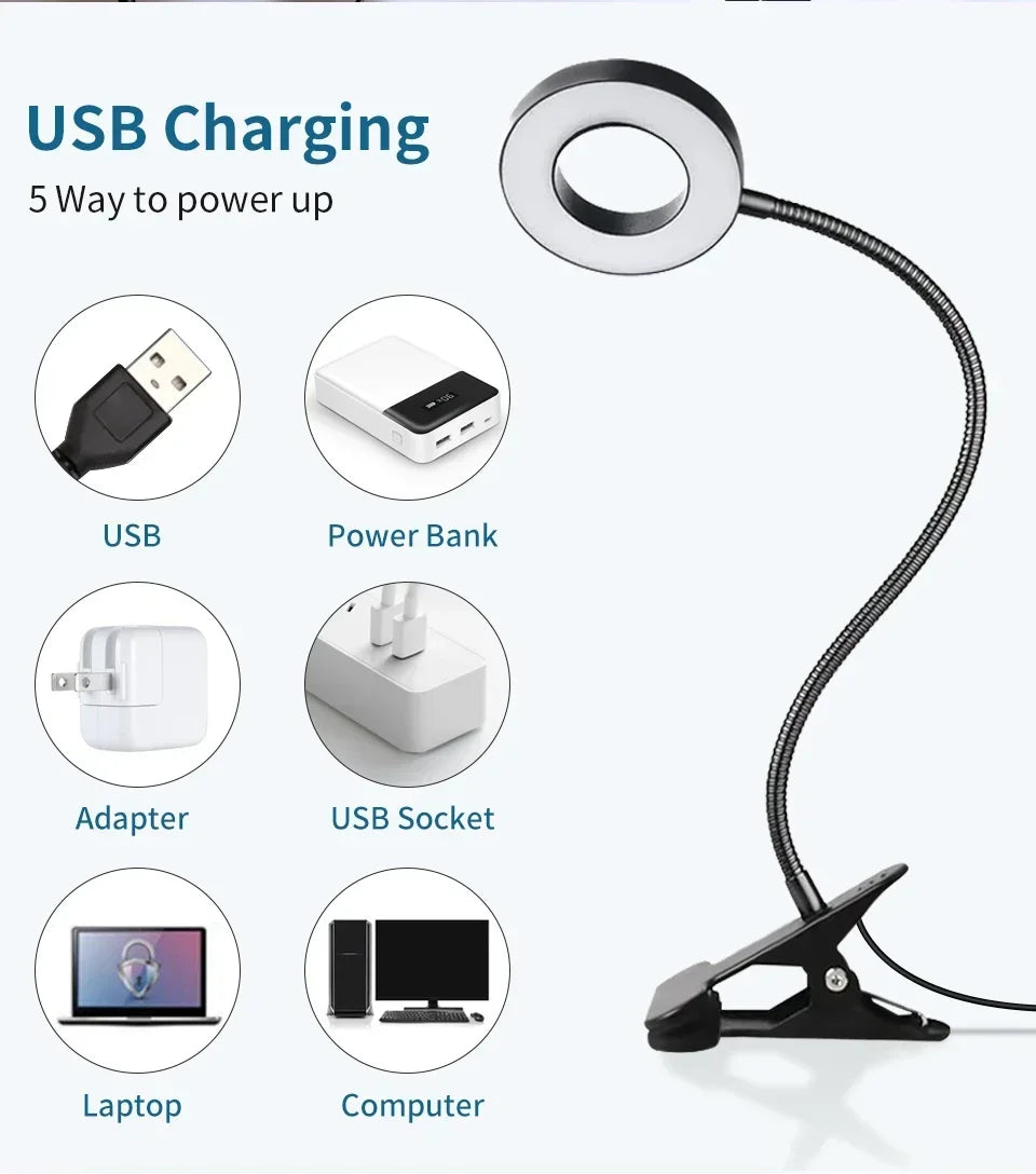 LED USB Clip-On Desk Lamp