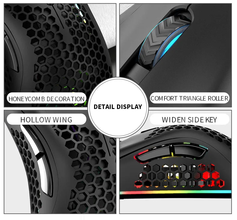 BM600 RGB Rechargeable Honeycomb Gaming Mouse