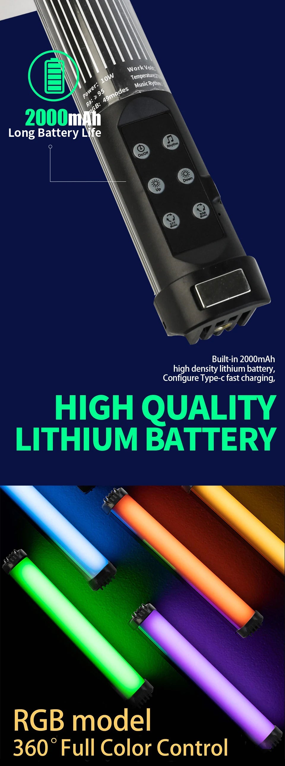 Portable RGB Magnetic LED Fill Light Stick