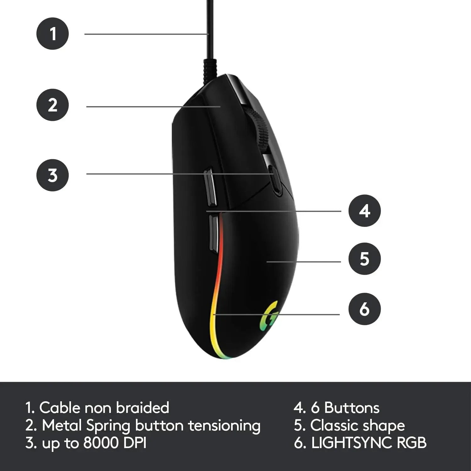 Logitech G102 RGB Gaming Mouse with 6 Buttons