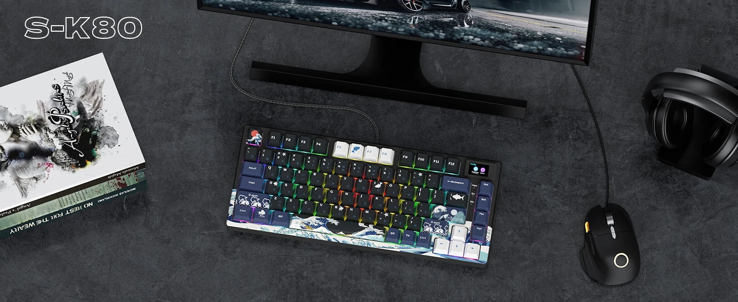 Wired OLED RGB Hot-Swappable Gaming Keyboard