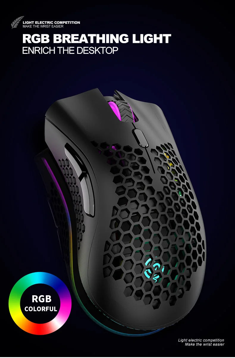BM600 RGB Rechargeable Honeycomb Gaming Mouse