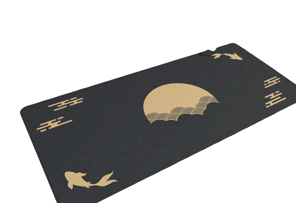 Japanese Koi Fish Black & Gold XXL Gaming Desk Mat